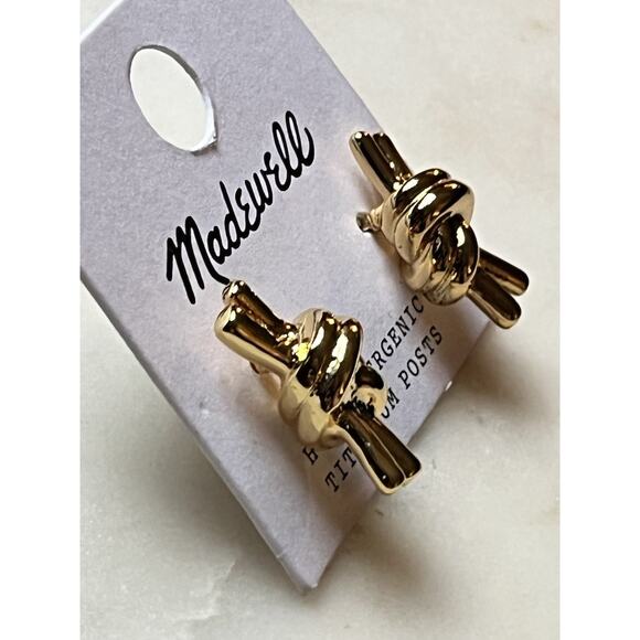 Madewell Knotted Medium Stud Earrings in Pale Gold Tone - Picture 2 of 4